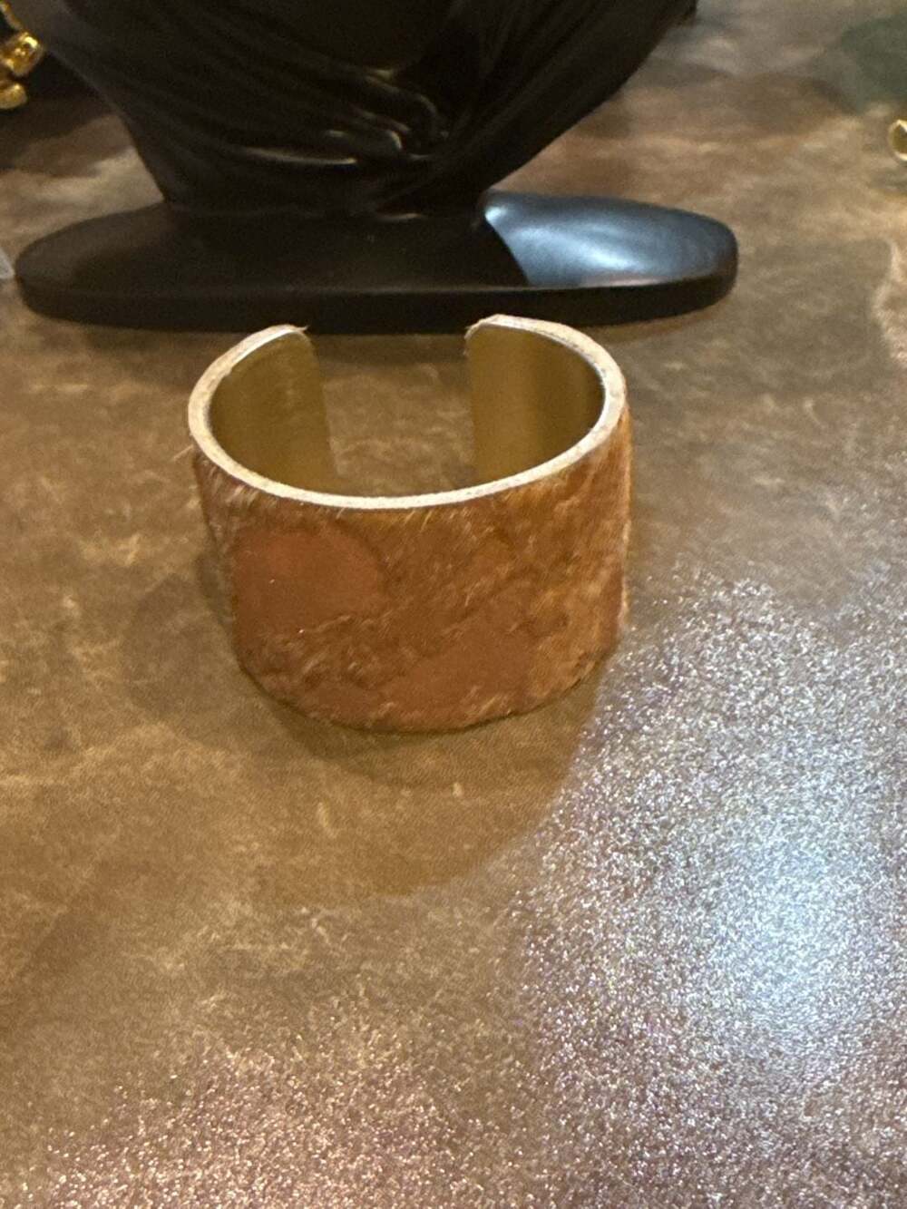Rose Gold Calf Hair 1.5 Bangle Bracelet